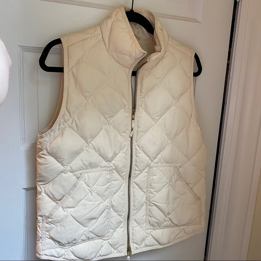 J. Crew Factory Cream Quilted Down Vest, M
